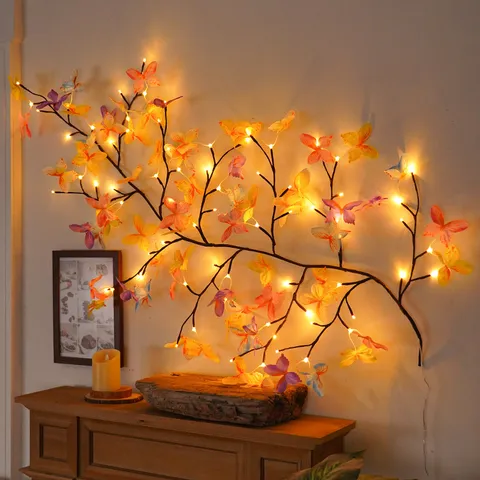 LED Plum Blossom Branch Light USB Powered Flower Vine Fairy String Light Warm White Indoor Decorative Night Light
