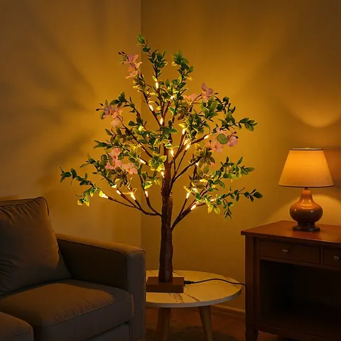 Easter LED Decorative Tree Light Camellia Flower Birch Tree Night Light USB Battery Dual-Use Party Home Decor