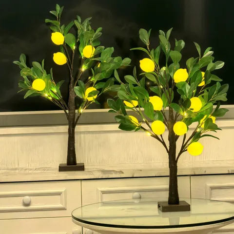 LED Lemon Tree Light Artificial Plant Warm White Light Tabletop Tree Lamp For Home Living Room Festival Party Decor