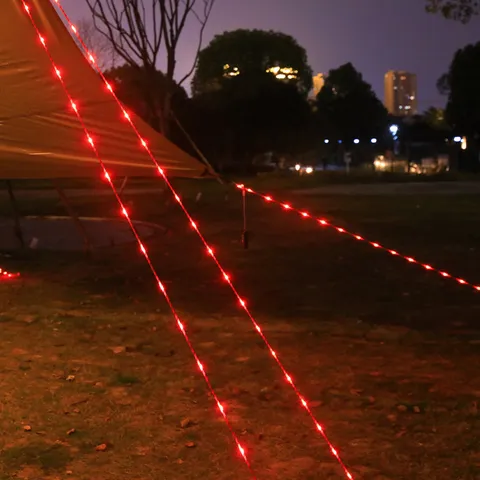 Outdoor Waterproof Luminous Wind Rope Light LED Camping Tent Canopy Anti Trip Warning String Lights Battery Solar Powered