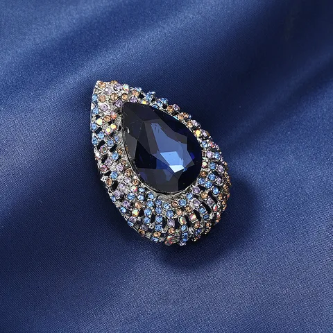 Retro Vintage Legering Strass Kristal Waterdruppel Brosje Voor Vrouwen Engelen Traan Waterdruppel Speld Voor Jas Sieraden