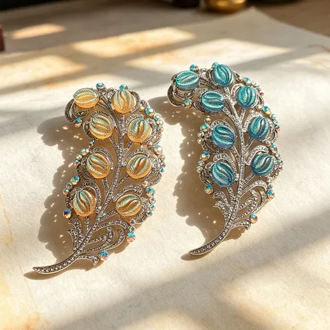 Vintage Palace Style Feather Brooch Luxury Rhinestone Crystal Lapel Pin Elegant Suit Coat Corsage Jewelry For Women Men