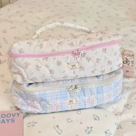 Borsa Organizer per Strumenti per Capelli in Tela Trapuntata a Griglia Floreale Per Arricciacapelli Dyson Trucco da Viaggio