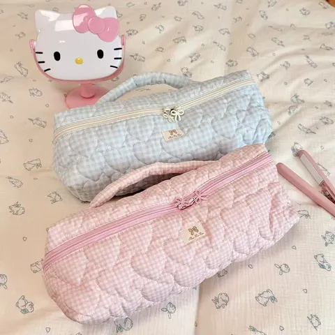 Borsa Portaoggetti per Asciugacapelli Trapuntata a Quadri Portatile Custodia da Viaggio per Strumenti per Capelli Donna
