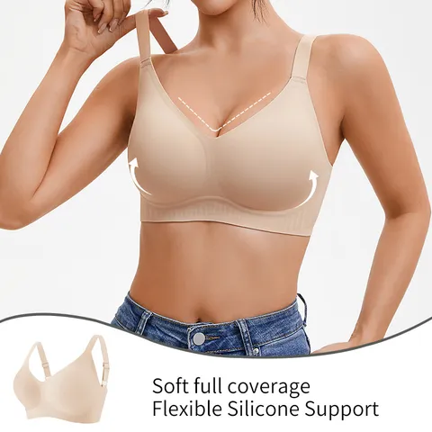 Sujetador Push Up Sin Costuras Con Soporte Jelly Para Mujer Sin Aros Cómodo Transpirable Bralette Invisible Ropa Interior Top