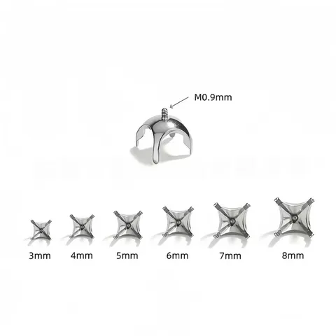 F136 Titanium Alloy Four Prong Earring Base M0.9 Internal Thread Body Piercing Jewelry Empty Base DIY Findings Accessories