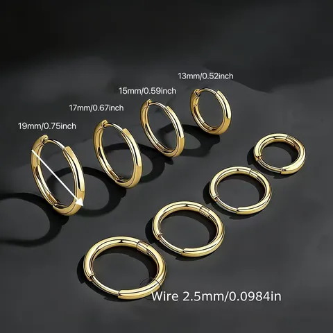 Edelstahl Creolen Set 4 Paare Kleine Huggie Ohrringe Für Damen Herren Klassische Runde Einfache Ring Piercing Schmuck Geschenk