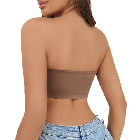 Women's Seamless Bralette Push Up Sports Yoga Bra Wirefree Thin Molded Cup Comfort Tube Top Underwear