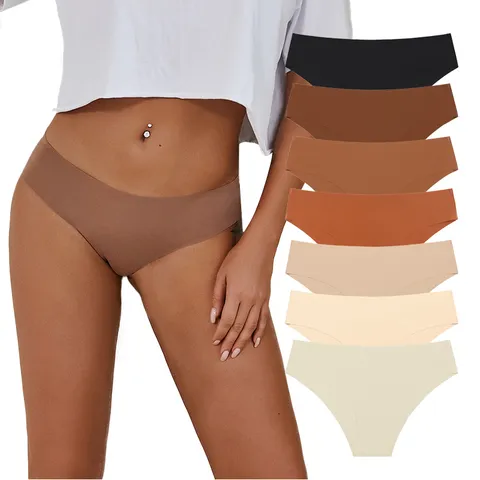 Women Seamless Ice Silk Panties Low Rise Breathable Solid Color Briefs Comfortable Stretch Underwear Daily Intimates