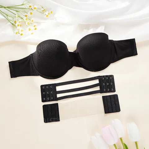 Women Sexy Strapless Bandeau Tube Top Seamless Gathered Backless Evening Party Solid Color Underwear
