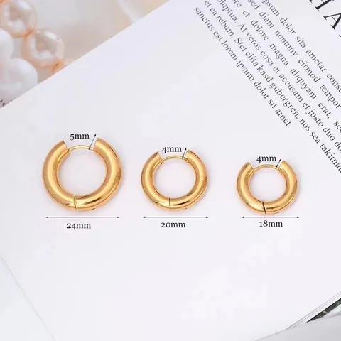 Orecchini a Cerchio in Acciaio Inossidabile Stile Europeo Americano Heavy Metal per Uomo Donna Oro Argento Nero Minimalista Rotondo a Tubo Spesso Gioielli