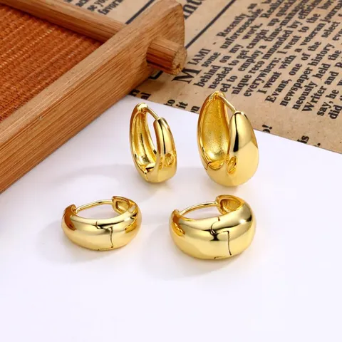 Mode Edelstahl Dicke Creolen Für Damen Geometrische Glatte Huggie Ohrringe Leichter Luxus Runde Ohrenschmuck Geschenk