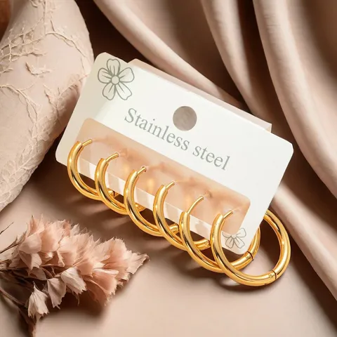 Minimalistisch Edelstahl Creolen Set Vergoldet Geometrisch Rund Herz Quadrat Stern Huggie Ohrringe Schmuck Set Für Damen