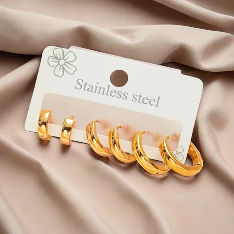 Minimalistisch Edelstahl Creolen Set Vergoldet Geometrisch Rund Herz Quadrat Stern Huggie Ohrringe Schmuck Set Für Damen