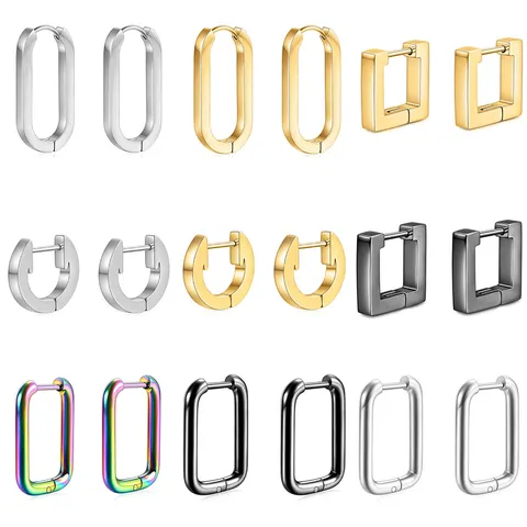 Minimalistische U-förmige Creolen aus Edelstahl für Herren und Damen, Geometrisch Polierte Hufeisen-Ohrstecker, Modischer Pendlerschmuck