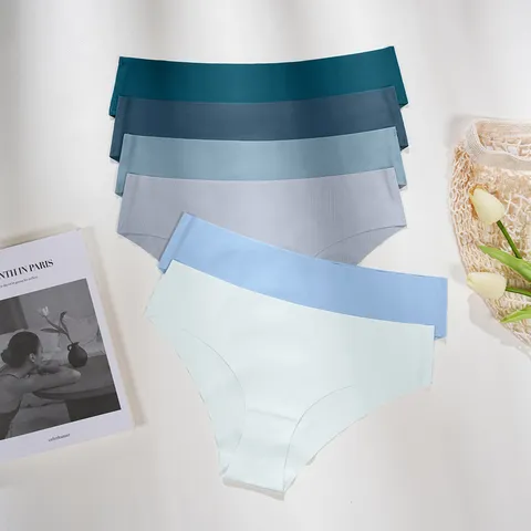 Seamless Ice Silk Women Underwear Breathable Cotton Crotch Low Rise Solid Color Panties Soft Comfort Briefs