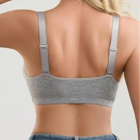 Women Sexy Front Closure Push Up Bra Lace Splicing Ribbed Breathable Deep V Bralette Comfortable Underwear