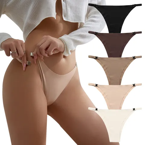 Culottes Sans Coutures en Soie Glacée de Maternité pour Femmes Taille Basse Respirant Entrejambe en Coton Pur Slips Avec Boucle Latérale en Métal Sous-Vêtements Grande Taille
