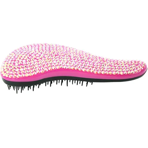 S-shaped Detangling Hair Brush With Rhinestone Plastic Portable Scalp Massage Comb For Women Sparkling Hair Care Tool