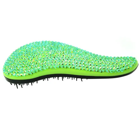 S-shaped Detangling Hair Brush With Rhinestone Plastic Portable Scalp Massage Comb For Women Sparkling Hair Care Tool