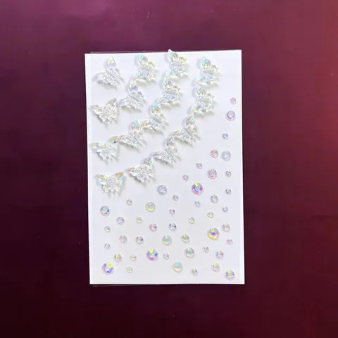 Iridescent Face Gems Sticker 3D Butterfly Artificial Pearl Rhinestone Eye Face Makeup Body Art Sticker For Kids Party Stage Decor