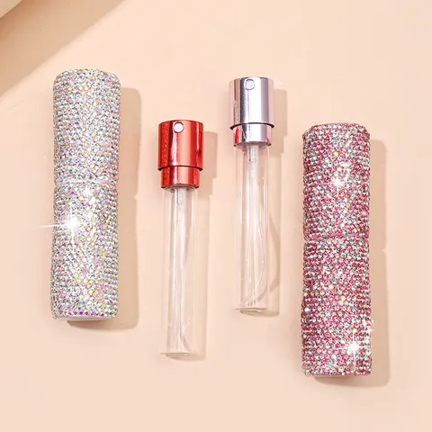 Atomizzatore di Profumo in Strass Portatile Bottiglia Spray Vuota Interna in Vetro Lussuosa Bottiglia Ricaricabile Intarsiata