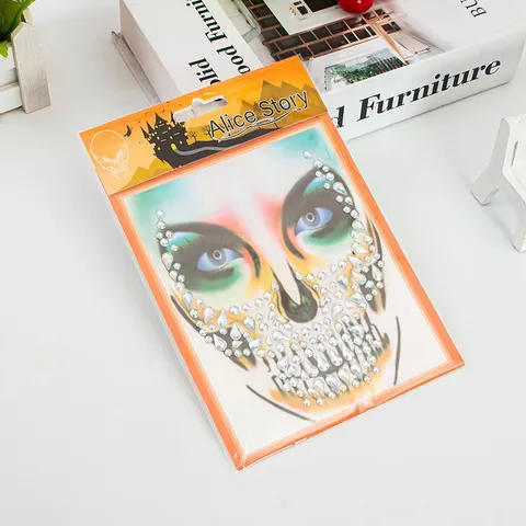 Halloween Face Gems DIY Strass Tattoo Aufkleber Lustig Totenkopf Gesicht Körperkunst Deko Für Maskenball Cosplay Party Make-Up