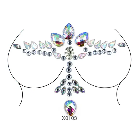 Halloween Kristall Strass Brust Aufkleber Körper Juwelen Party Gesicht Tattoo Aufkleber Acryl Diamant Haut Edelsteine Für Damen