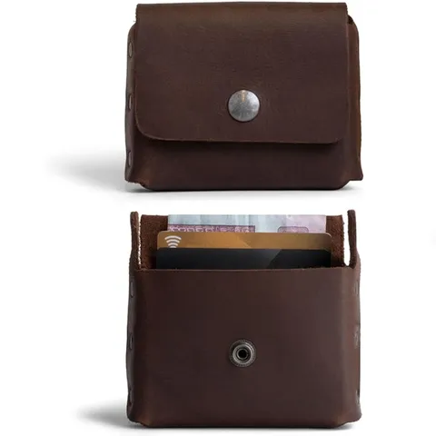 Retro Heren PU Leer Heuptas Klinknagel Drukknop Kleine Portemonnee Reiskaart Contant Geld Opbergzakje Horizontale Riem Portemonnee