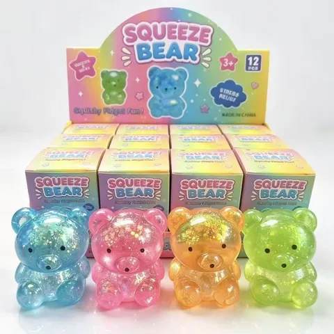 Jouet Squishy Ours au Maltose Ours à Rebond Lent Jouet Anti-stress à Presser Avec Paillettes pour Adultes et Adolescents