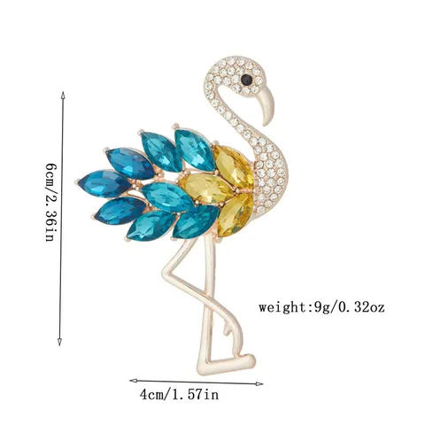 Elegant Alloy Rhinestone Flamingo Brooch Creative Fashion Animal Pin Sparkling Crystal Corsage Jewelry For Women Party Decoration Gift