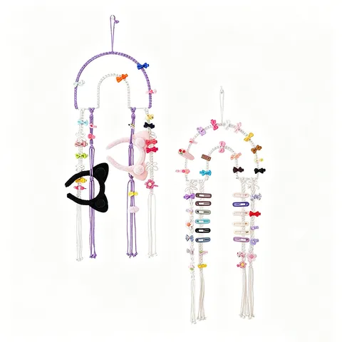 Tapiz de Pared Tejido Bohemio Organizador de Horquillas Macramé Decoración Habitación Infantil Soporte de Almacenamiento
