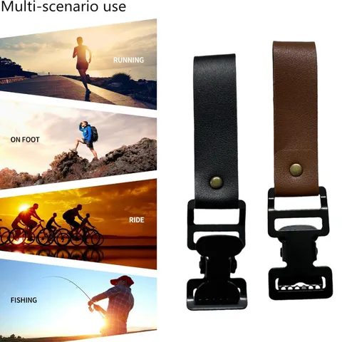 Modern PU Leather Outdoor Tactical Multi-functional Glove Holder Storage Clips Durable Metal Quick Release Hanging Buckle Hook For Cycling Fishing Photography Men Women Accessories