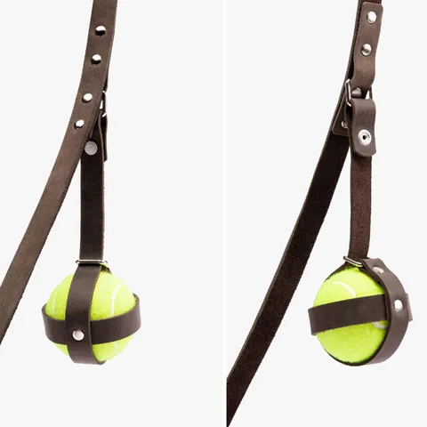 Sac de Rangement pour Balles de Tennis pour Chien en Cuir PU Support de Balle de Jouet Portable Organisateur Suspendu Extérieur