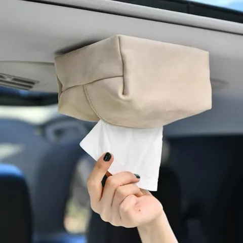 Scatola per Fazzoletti Magnetica da Auto in Tessuto Scamosciato Borsa per Fazzoletti da Appendere per Aletta Parasole Accessorio