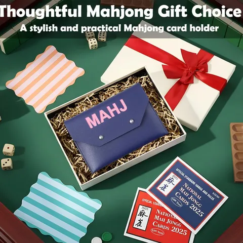 Portable PU Leather Mahjong Card Holder Rules Card Storage Bag With Magnetic Button Envelope Game Accessory Organizer