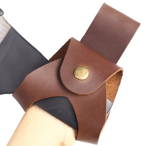 Cowhide Leather Axe Head Cover Sheath Portable Outdoor Camping Survival Tool Hatchet Protector With Belt Loop Brown Black
