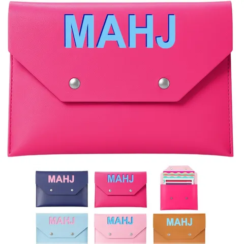 Portable PU Leather Mahjong Card Holder Rules Card Storage Bag With Magnetic Button Envelope Game Accessory Organizer