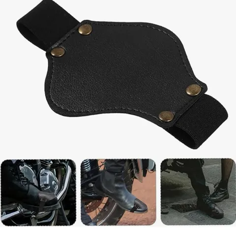 Almohadilla para Zapato de Cambio de Marchas de Motocicleta de Cuero PU Protector de Palanca de Cambios de Moto Cubierta Protectora de Bota Antiarañazos Con Cierre de Correa Elástica para Motociclistas