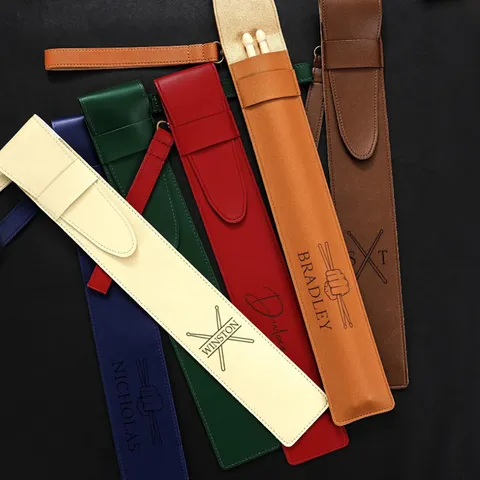 PU Leather Drumstick Bag Stitched Drum Stick Pouch Percussion Instrument Storage Case For Drums Unisex Retro Bag