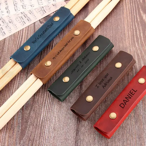 Vintage PU Leather Drumstick Case Drum Hammer Storage Buckle Drumstick Holder For Musician Drummer Gift Musical Instrument Accessories