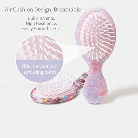 Brosse Pneumatique en Acétate Style Coréen Haute Qualité Doux Motif Marbre Massage du Cuir Chevelu Peigne Démêlant Portable pour Femmes