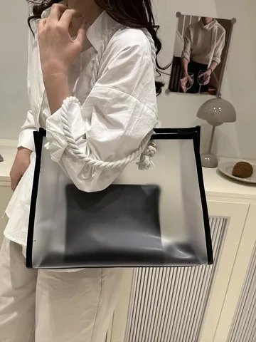Bolso Tote de PVC Transparente de Gran Capacidad para Mujer Con Asa de Cuerda Gruesa Bolso de Hombro Jelly Y Bolsa Interior