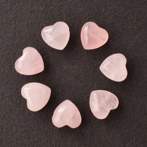 Cuentas Perforadas de Cuarzo Rosa Natural en Forma de Corazón Piedra de Cristal Rosa Pulida para Creación de Joyas DIY Pulsera Collar