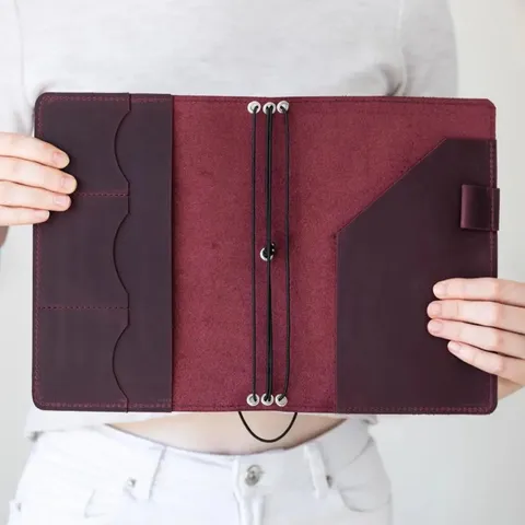 Vintage PU Leather A5 Notebook Cover Business Solid Color Protector Binder Sleeve With Elastic Band For Journal Office School Diary