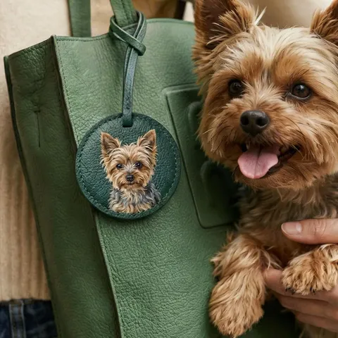 Hand Painted Pet PU Leather Bag Charm Cute Dog Cat Wallet Hanging Luggage Tag Decorative Pendant Memorial Gift For Pet Lovers