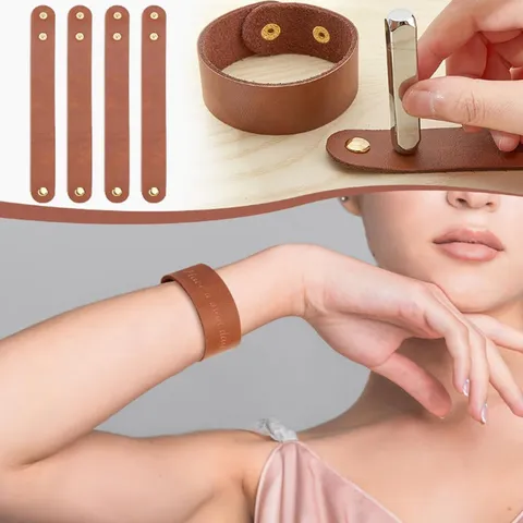 Vintage PU Leather Adjustable Cuff Bracelet For Men Women Minimalist Retro DIY Snap Button Wristband Couple Jewelry Gift