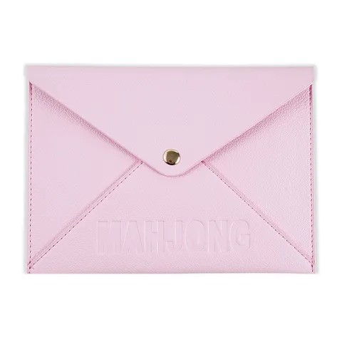 PU Leather Mahjong Accessories Storage Bag Envelope Organizer Portable Game Card Pouch With Metal Button For Travel Home