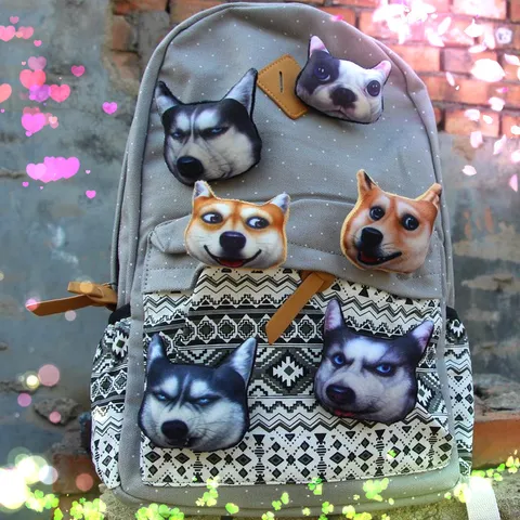 Original 3D Cartoon Dog Head Plush Brooch Animal Badge Cute Husky Shiba Inu Apparel Accessories Bag Decor