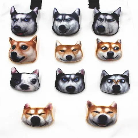 Original 3D Cartoon Dog Head Plush Brooch Animal Badge Cute Husky Shiba Inu Apparel Accessories Bag Decor